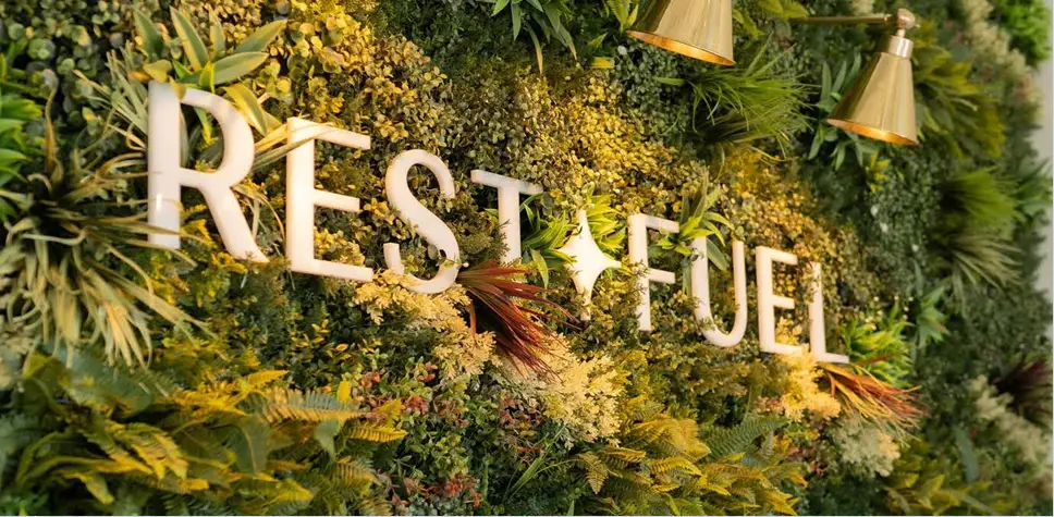 RestFuel sign above front desk area